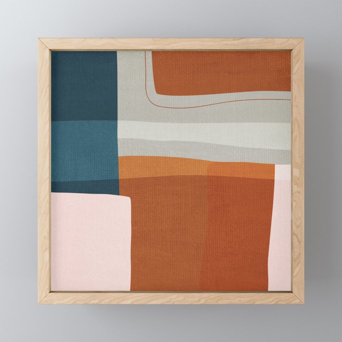 Abstract MCM Navy Burnt Orange Beige Blush Mini Art Print Gallery Image 1