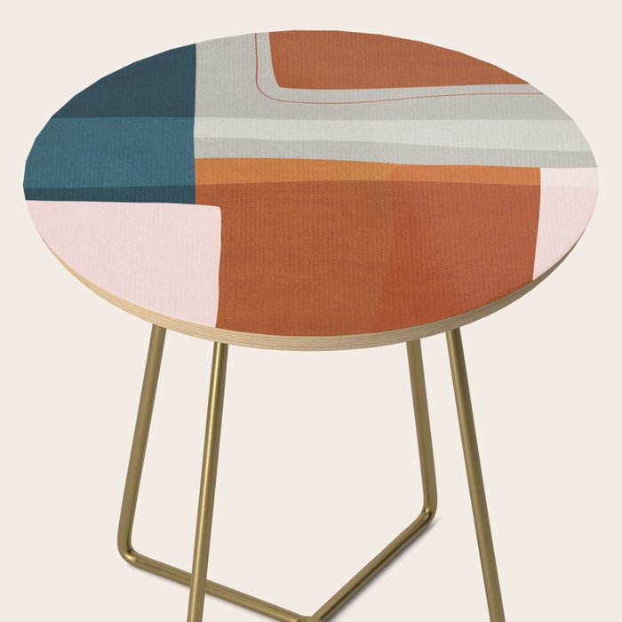 Abstract MCM Navy Burnt Orange Beige Blush Side Table Gallery Image 2