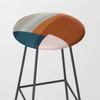 Abstract MCM Navy Burnt Orange Beige Blush Stool Gallery Image 2