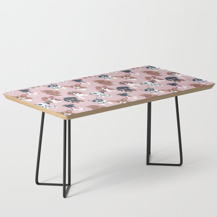 Pure love pockets I // blush pink background Dachshund Beagle Dalmatian Basset Hound Labrador Retriever Husky Welsh Corgi and Italian Greyhound dog puppies Coffee Table Gallery Image 1