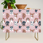 Pure love pockets I // blush pink background Dachshund Beagle Dalmatian Basset Hound Labrador Retriever Husky Welsh Corgi and Italian Greyhound dog puppies Credenza Gallery Image 1
