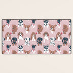 Pure love pockets I // blush pink background Dachshund Beagle Dalmatian Basset Hound Labrador Retriever Husky Welsh Corgi and Italian Greyhound dog puppies Desk Mat Gallery Image 3