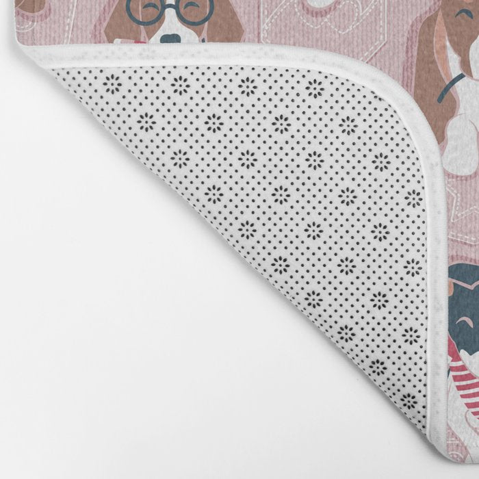 Pure love pockets I // blush pink background Dachshund Beagle Dalmatian Basset Hound Labrador Retriever Husky Welsh Corgi and Italian Greyhound dog puppies Bath Mat Gallery Image 2