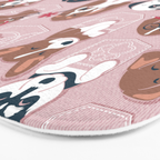 Pure love pockets I // blush pink background Dachshund Beagle Dalmatian Basset Hound Labrador Retriever Husky Welsh Corgi and Italian Greyhound dog puppies Bath Mat Gallery Image 3