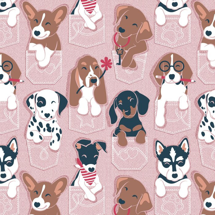 Pure love pockets I // blush pink background Dachshund Beagle Dalmatian Basset Hound Labrador Retriever Husky Welsh Corgi and Italian Greyhound dog puppies Coffee Mug Gallery Image 2