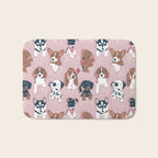 Pure love pockets I // blush pink background Dachshund Beagle Dalmatian Basset Hound Labrador Retriever Husky Welsh Corgi and Italian Greyhound dog puppies Bath Mat Gallery Image 1