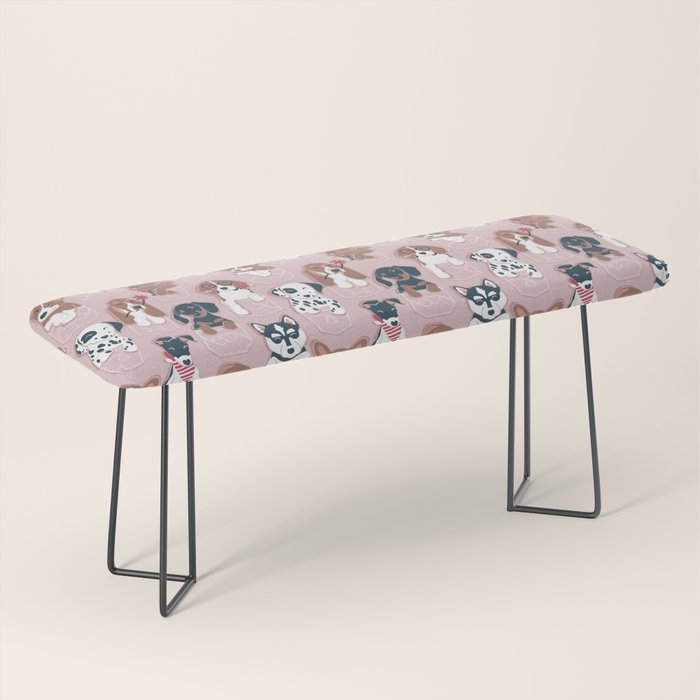 Pure love pockets I // blush pink background Dachshund Beagle Dalmatian Basset Hound Labrador Retriever Husky Welsh Corgi and Italian Greyhound dog puppies Bench Gallery Image 1