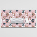 Pure love pockets I // blush pink background Dachshund Beagle Dalmatian Basset Hound Labrador Retriever Husky Welsh Corgi and Italian Greyhound dog puppies Desk Mat Gallery Image 1