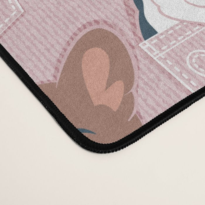Pure love pockets I // blush pink background Dachshund Beagle Dalmatian Basset Hound Labrador Retriever Husky Welsh Corgi and Italian Greyhound dog puppies Desk Mat Gallery Image 4