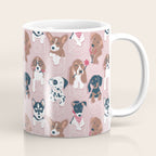 Pure love pockets I // blush pink background Dachshund Beagle Dalmatian Basset Hound Labrador Retriever Husky Welsh Corgi and Italian Greyhound dog puppies Coffee Mug Gallery Image 1