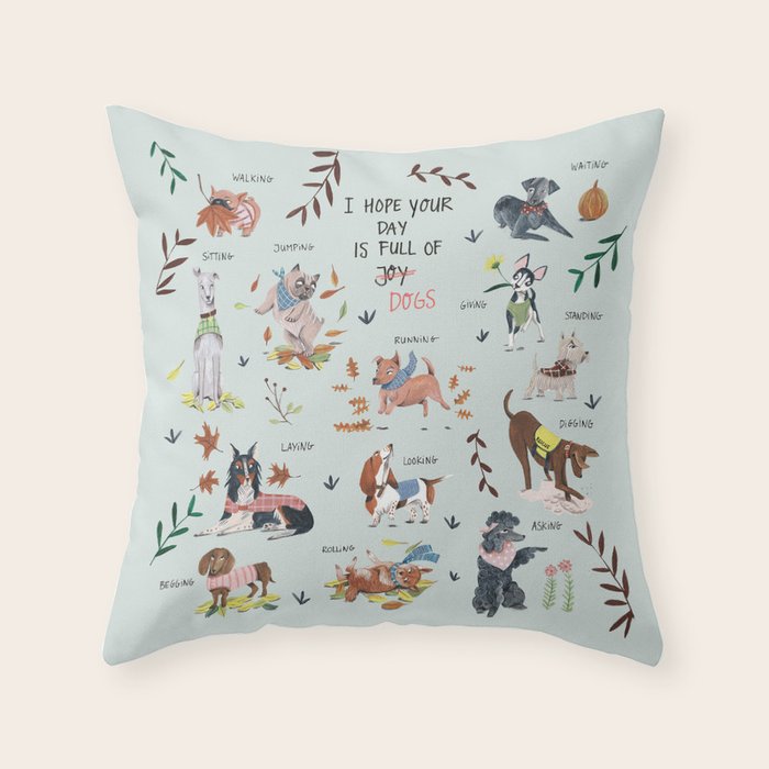 Dog lover person cute dogs breed pattern Throw Pillow Gallery Image 6