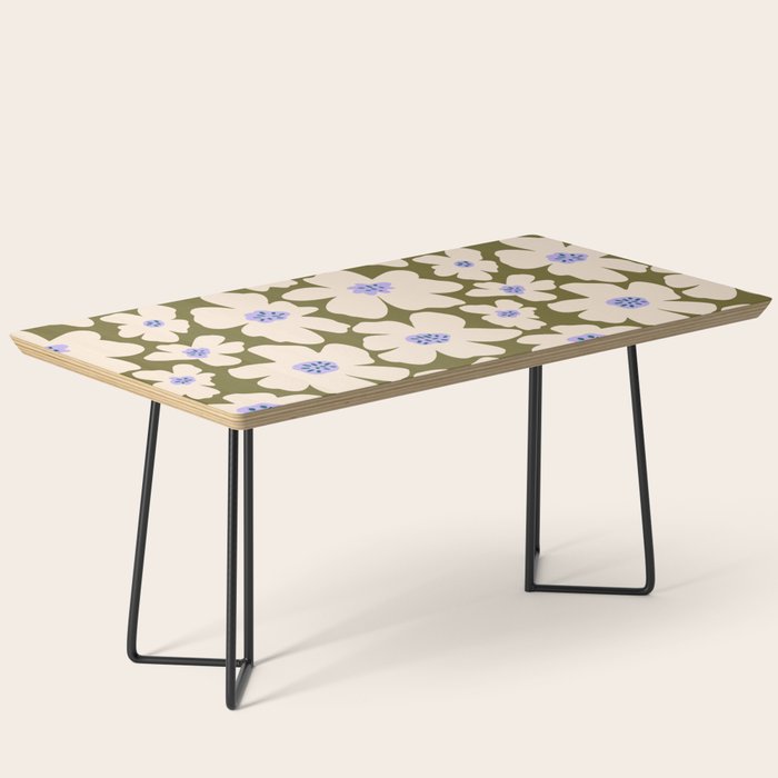Retro Daisy - cream, purple and dark olive  Coffee Table Gallery Image 1