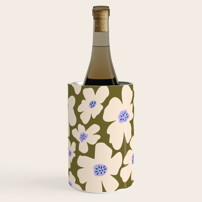 Retro Daisy - cream, purple and dark olive  Wine Chiller Gallery Image 2