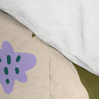 Retro Daisy - cream, purple and dark olive  Comforter Gallery Image 4