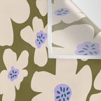 Retro Daisy - cream, purple and dark olive  Wall Tapestry Gallery Image 3