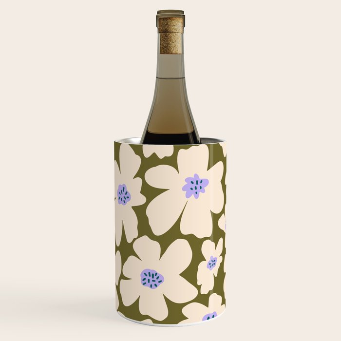 Retro Daisy - cream, purple and dark olive  Wine Chiller Gallery Image 1