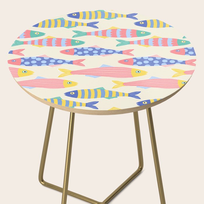 SEA LA VIE - Coastal Pun Fish Art with dots and stripes  Side Table Gallery Image 2