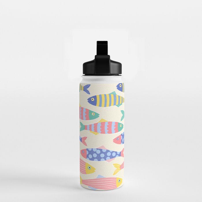 SEA LA VIE - Coastal Pun Fish Art with dots and stripes  Water Bottle Gallery Image 2
