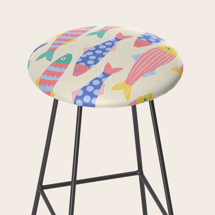 SEA LA VIE - Coastal Pun Fish Art with dots and stripes  Stool Gallery Image 2