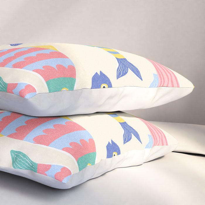 SEA LA VIE - Coastal Pun Fish Art with dots and stripes  Pillow Sham Gallery Image 3