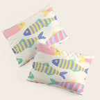 SEA LA VIE - Coastal Pun Fish Art with dots and stripes  Pillow Sham Gallery Image 3