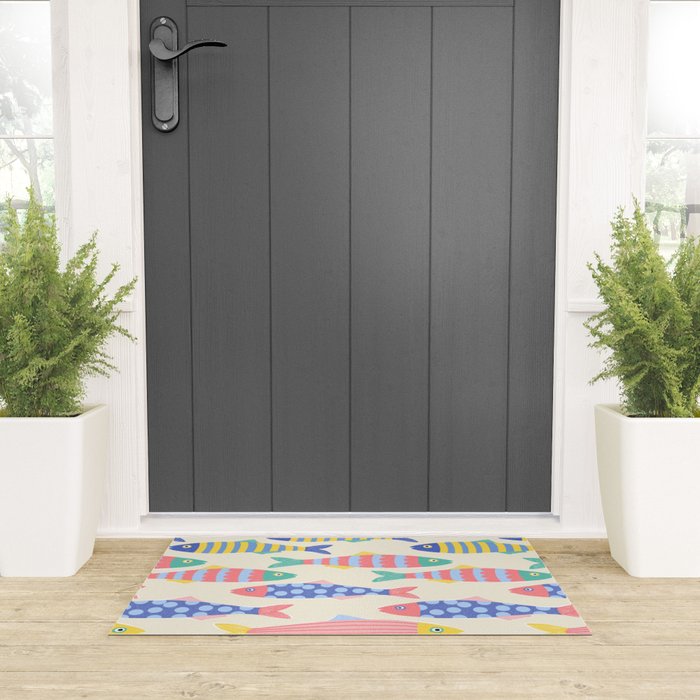 SEA LA VIE - Coastal Pun Fish Art with dots and stripes  Welcome Mat Gallery Image 3