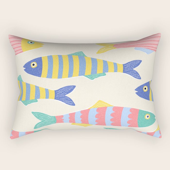 SEA LA VIE - Coastal Pun Fish Art with dots and stripes  Rectangular Pillow Gallery Image 2