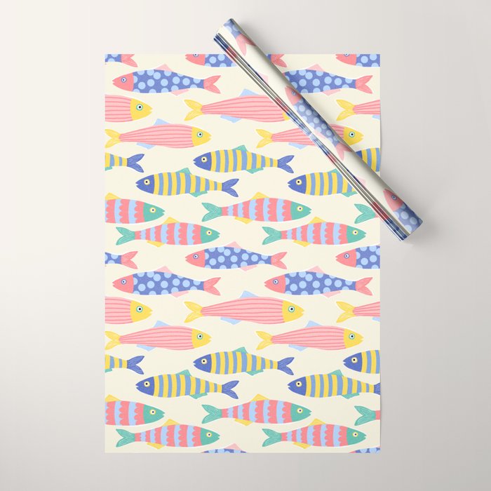 SEA LA VIE - Coastal Pun Fish Art with dots and stripes  Wrapping Paper Gallery Image 1