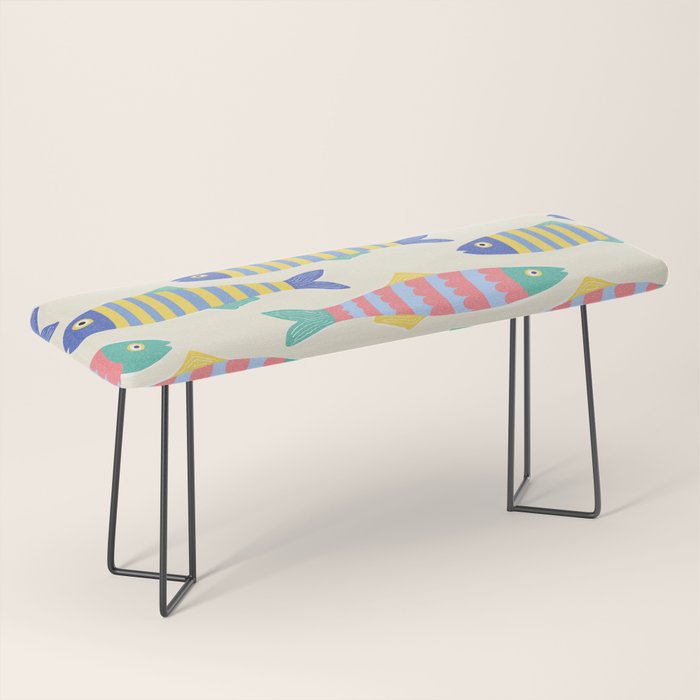 SEA LA VIE - Coastal Pun Fish Art with dots and stripes  Bench Gallery Image 1