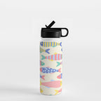 SEA LA VIE - Coastal Pun Fish Art with dots and stripes  Water Bottle Gallery Image 1