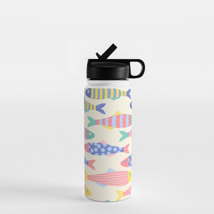 SEA LA VIE - Coastal Pun Fish Art with dots and stripes  Water Bottle Gallery Image 1