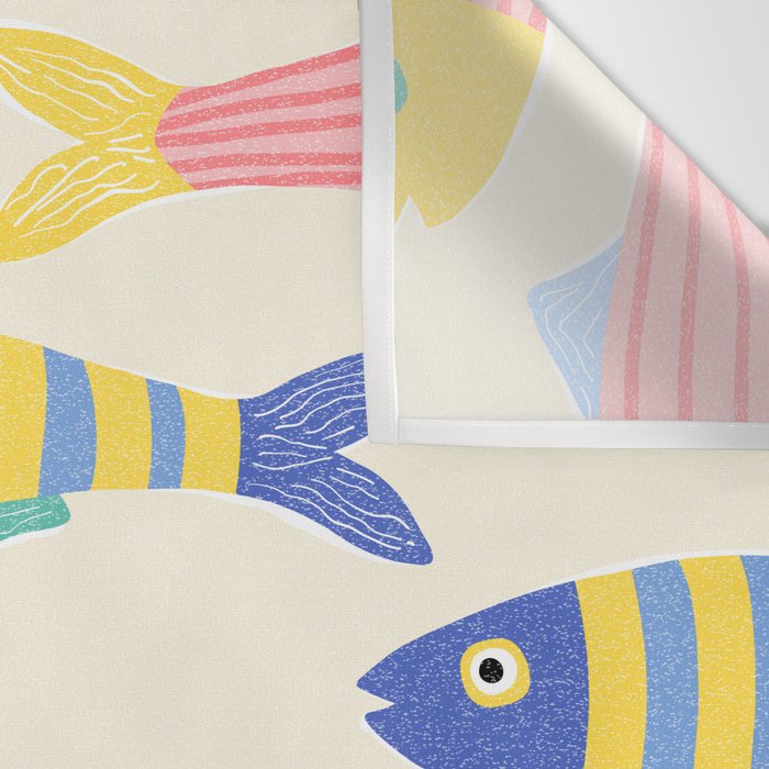 SEA LA VIE - Coastal Pun Fish Art with dots and stripes  Wall Tapestry Gallery Image 3
