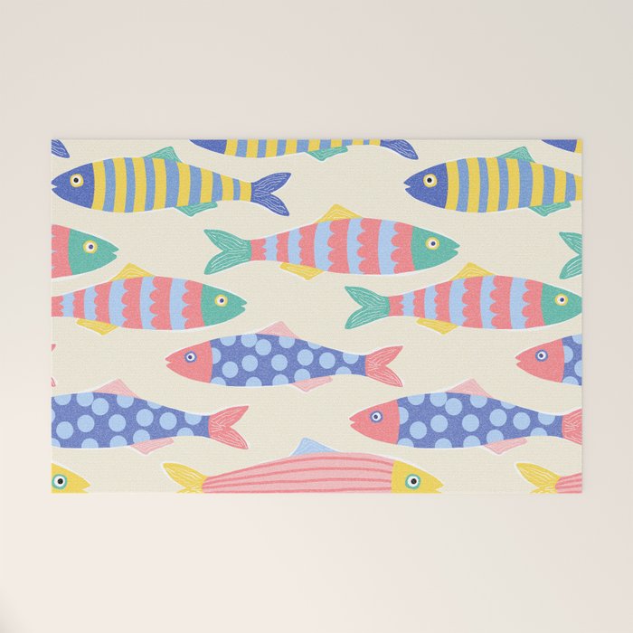 SEA LA VIE - Coastal Pun Fish Art with dots and stripes  Welcome Mat Gallery Image 1