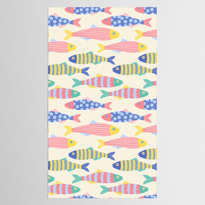 SEA LA VIE - Coastal Pun Fish Art with dots and stripes  Tablecloth Gallery Image 2