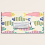 SEA LA VIE - Coastal Pun Fish Art with dots and stripes  Desk Mat Gallery Image 1