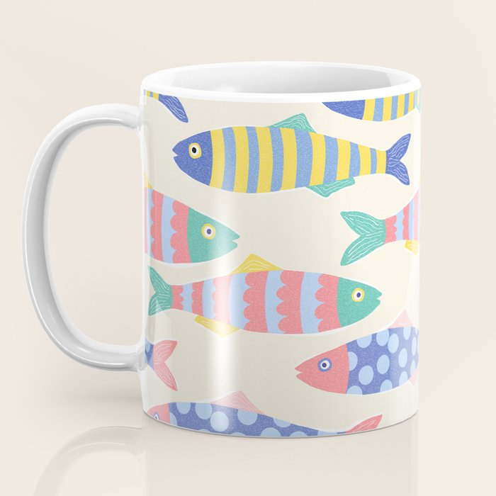 SEA LA VIE - Coastal Pun Fish Art with dots and stripes  Coffee Mug Gallery Image 3