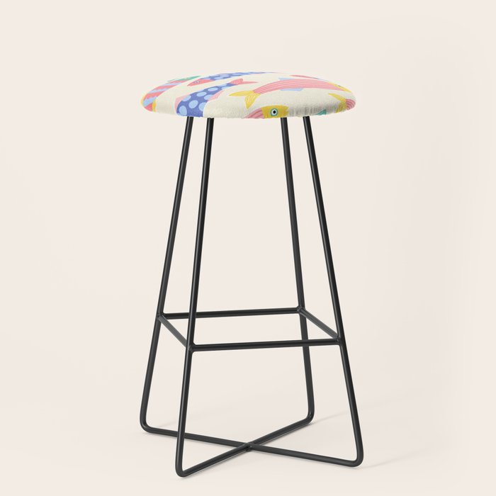 SEA LA VIE - Coastal Pun Fish Art with dots and stripes  Stool Gallery Image 1