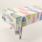 SEA LA VIE - Coastal Pun Fish Art with dots and stripes  Tablecloth Gallery Image 1