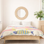 SEA LA VIE - Coastal Pun Fish Art with dots and stripes  Duvet Cover Gallery Image 3