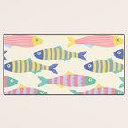 SEA LA VIE - Coastal Pun Fish Art with dots and stripes  Desk Mat Gallery Image 3
