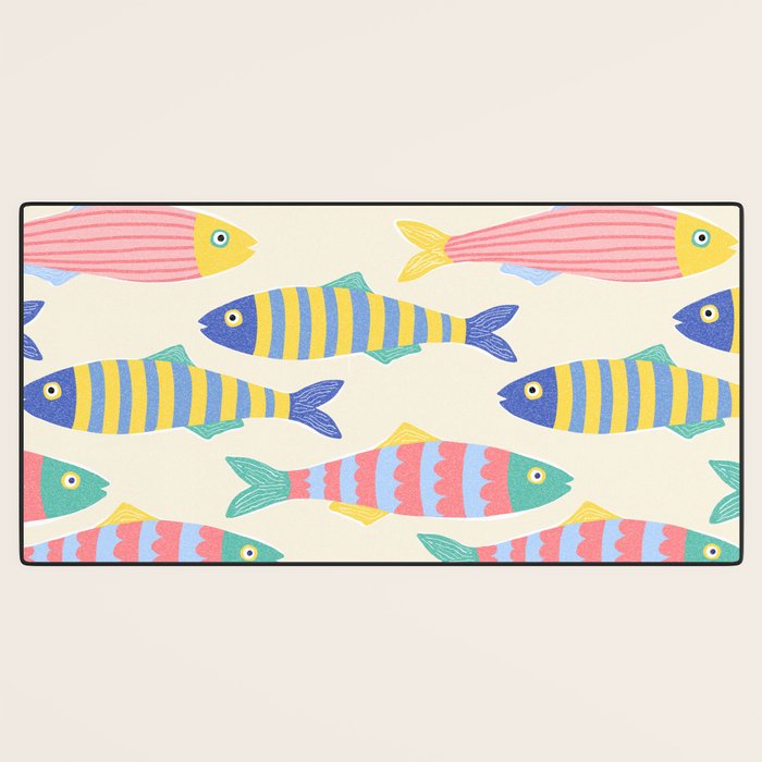 SEA LA VIE - Coastal Pun Fish Art with dots and stripes  Desk Mat Gallery Image 3