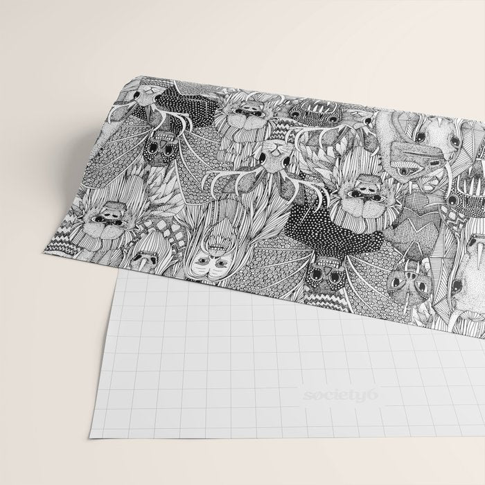 cryptid crowd black white Wrapping Paper Gallery Image 2