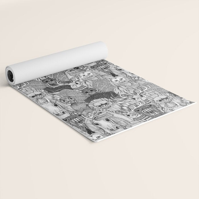 cryptid crowd black white Yoga Mat Gallery Image 2