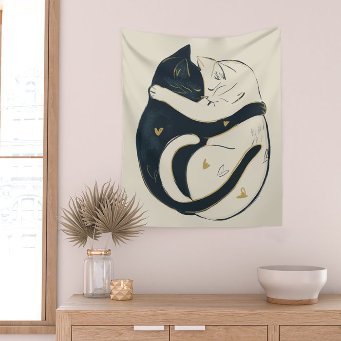 Cats In Love 3 Wall Tapestry Gallery Image 2