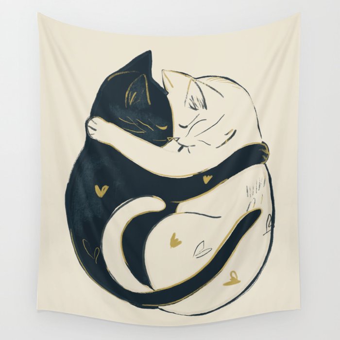 Cats In Love 3 Wall Tapestry Gallery Image 1