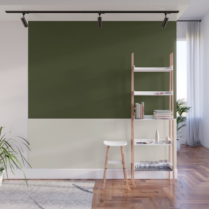 Dual (Olive Green & Cream) Wall Mural Gallery Image 1