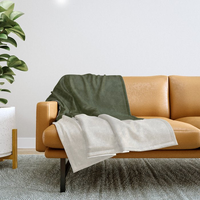 Dual (Olive Green & Cream) Throw Blanket Gallery Image 1