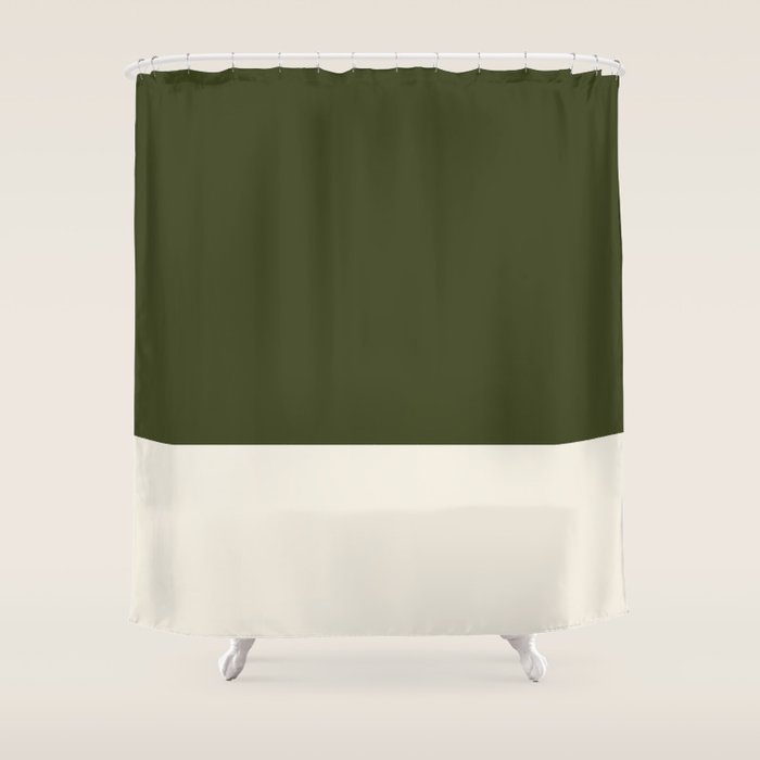 Dual (Olive Green & Cream) Shower Curtain Gallery Image 1