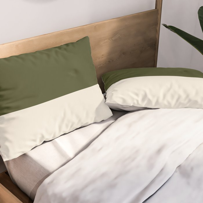 Dual (Olive Green & Cream) Pillow Sham Gallery Image 2