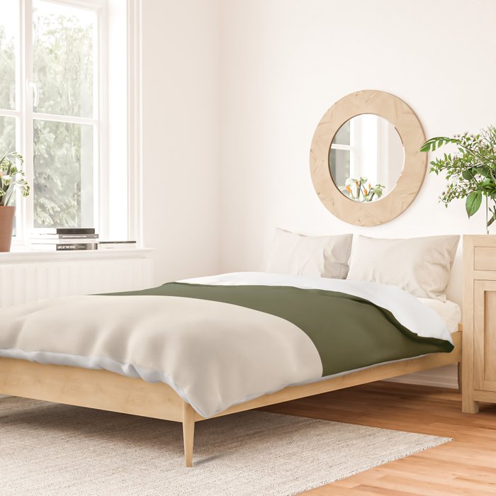 Dual (Olive Green & Cream) Duvet Cover Gallery Image 2